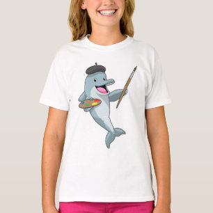 Dolphin als Maler mit Pinsel und Farbe T-Shirt