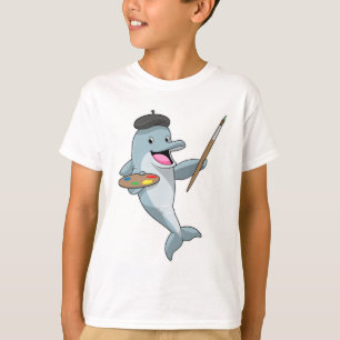 Dolphin als Maler mit Pinsel und Farbe T-Shirt
