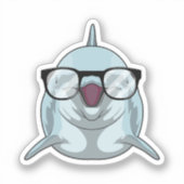 Dolphin als Nerd mit Brille Aufkleber (Vorderseite)