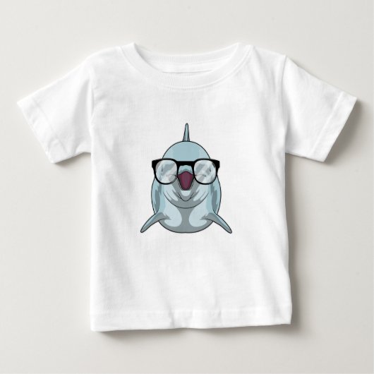 Dolphin als Nerd mit Brille Baby T-shirt (Vorderseite)