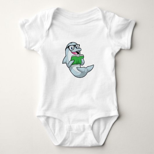 Dolphin als Nerd mit Brille & Book Baby Strampler (Vorderseite)