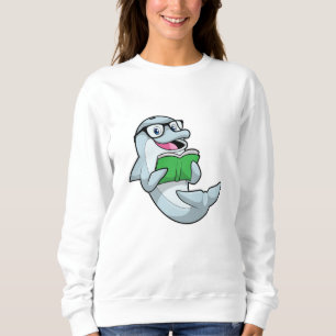 Dolphin als Nerd mit Brille & Book Sweatshirt