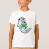 Dolphin als Nerd mit Brille & Book T-Shirt (Vorderseite)