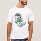 Dolphin als Nerd mit Brille & Book T-Shirt (Vorderseite)