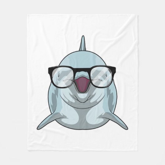 Dolphin als Nerd mit Brille Fleecedecke (Vorderseite)