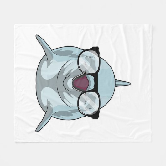 Dolphin als Nerd mit Brille Fleecedecke (Vorderseite (Horizontal))