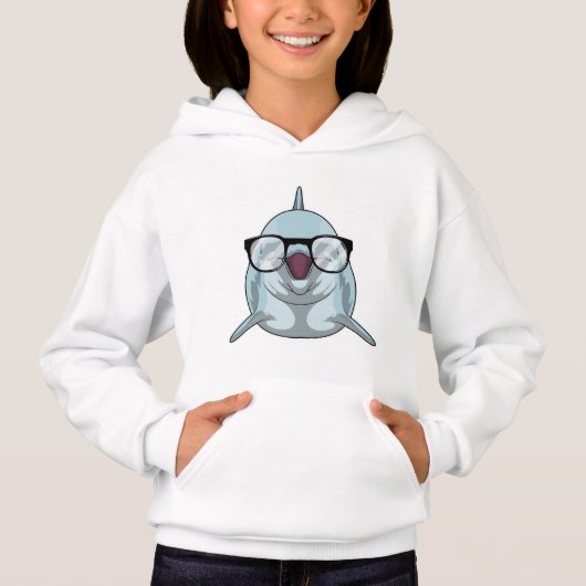 Dolphin als Nerd mit Brille Hoodie (Vorderseite)