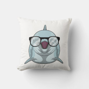Dolphin als Nerd mit Brille Kissen