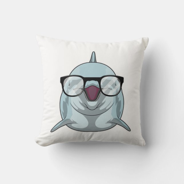 Dolphin als Nerd mit Brille Kissen (Vorderseite)