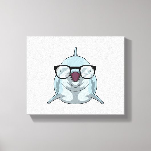 Dolphin als Nerd mit Brille Leinwanddruck (Vorderseite)