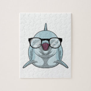 Dolphin als Nerd mit Brille Puzzle