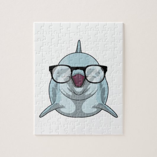 Dolphin als Nerd mit Brille Puzzle (Vertikal)
