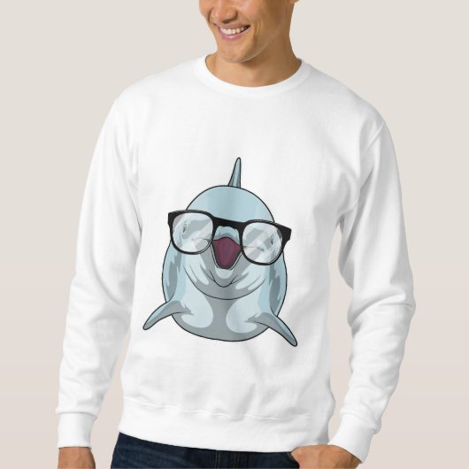 Dolphin als Nerd mit Brille Sweatshirt (Vorderseite)