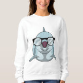 Dolphin als Nerd mit Brille Sweatshirt (Vorderseite)