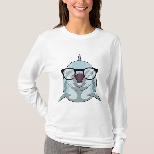Dolphin als Nerd mit Brille T-Shirt (Vorderseite)