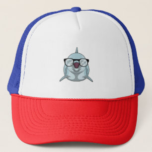 Dolphin als Nerd mit Brille Truckerkappe