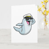 Dolphin als Polizist mit Polizeihut Karte (Gelbe Blume)