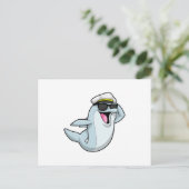 Dolphin als Polizist mit Polizeihut Postkarte (Stehend Vorderseite)