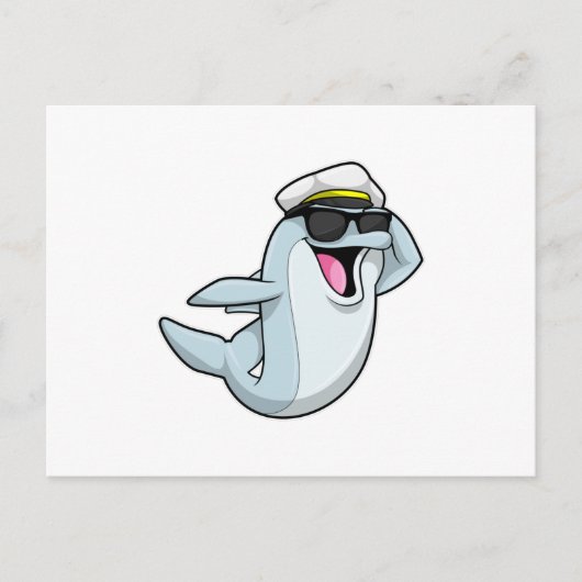 Dolphin als Polizist mit Polizeihut Postkarte (Vorderseite)