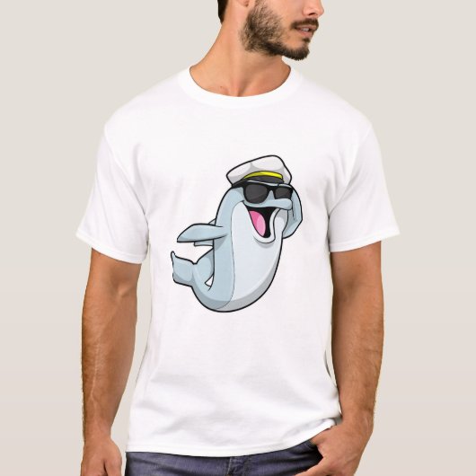Dolphin als Polizist mit Polizeihut T-Shirt (Vorderseite)