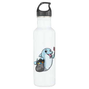 Dolphin als Reiniger mit Mülltüte Edelstahlflasche