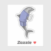 Dolphin als Sekretär mit Papierstapel Aufkleber (Blatt)