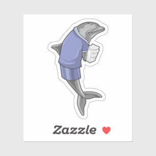 Dolphin als Sekretär mit Papierstapel Aufkleber