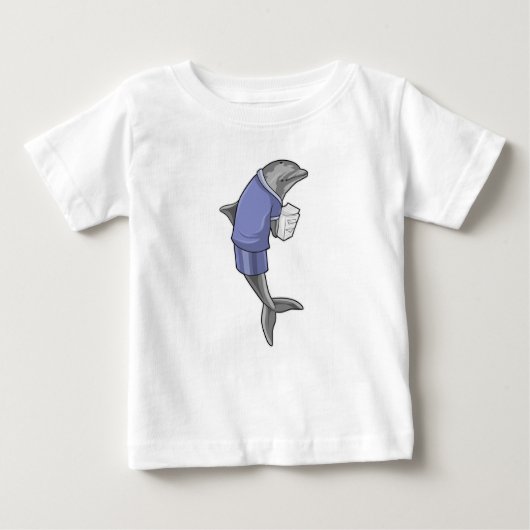 Dolphin als Sekretär mit Papierstapel Baby T-shirt (Vorderseite)