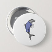 Dolphin als Sekretär mit Papierstapel Button (Vorne & Hinten)