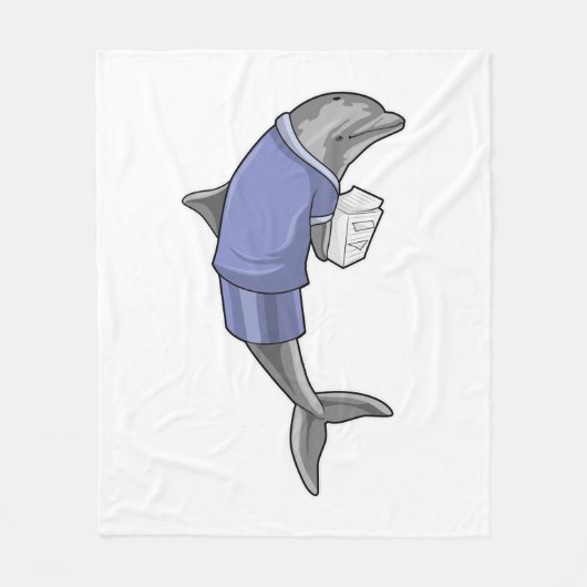 Dolphin als Sekretär mit Papierstapel Fleecedecke (Vorderseite)