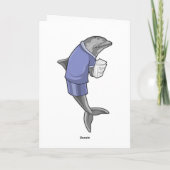 Dolphin als Sekretär mit Papierstapel Karte (Rückseite)
