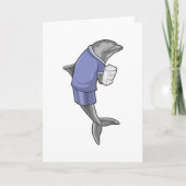 Dolphin als Sekretär mit Papierstapel Karte (Vorderseite)