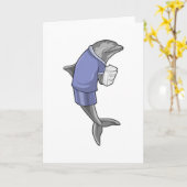 Dolphin als Sekretär mit Papierstapel Karte (Gelbe Blume)