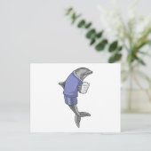 Dolphin als Sekretär mit Papierstapel Postkarte (Stehend Vorderseite)