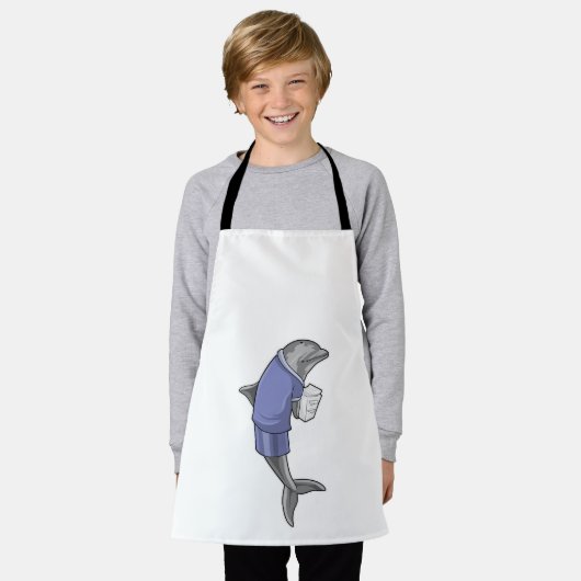 Dolphin als Sekretär mit Papierstapel Schürze (Getragen)