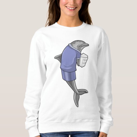 Dolphin als Sekretär mit Papierstapel Sweatshirt (Vorderseite)
