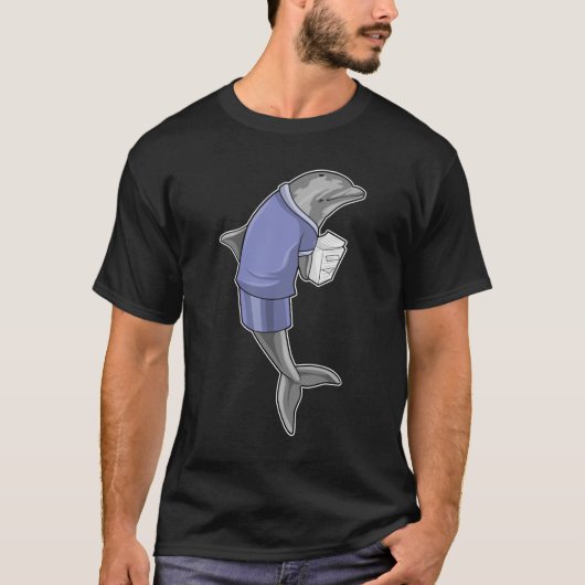 Dolphin als Sekretär mit Papierstapel T-Shirt (Vorderseite)