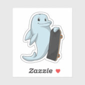 Dolphin als Skater mit Skateboard Aufkleber (Blatt)
