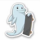 Dolphin als Skater mit Skateboard Aufkleber (Vorderseite)