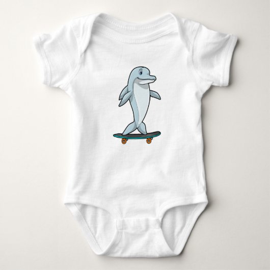 Dolphin als Skater mit Skateboard Baby Strampler (Vorderseite)