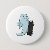 Dolphin als Skater mit Skateboard Button (Vorderseite)