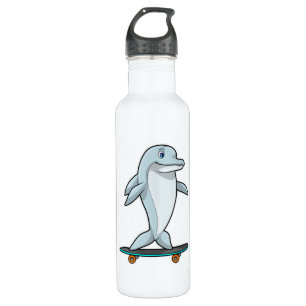 Dolphin als Skater mit Skateboard Edelstahlflasche
