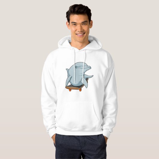 Dolphin als Skater mit Skateboard Hoodie (Vorne ganz)