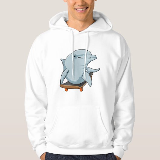 Dolphin als Skater mit Skateboard Hoodie (Vorderseite)