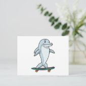 Dolphin als Skater mit Skateboard Postkarte (Stehend Vorderseite)