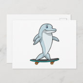 Dolphin als Skater mit Skateboard Postkarte (Vorne/Hinten)