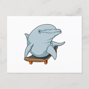 Dolphin als Skater mit Skateboard Postkarte