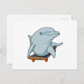 Dolphin als Skater mit Skateboard Postkarte (Vorne/Hinten)