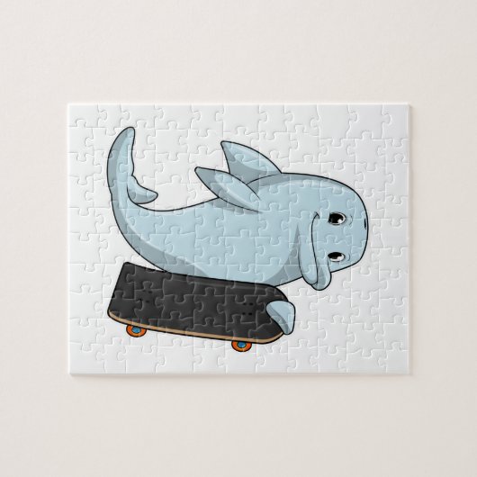 Dolphin als Skater mit Skateboard Puzzle (Horizontal)