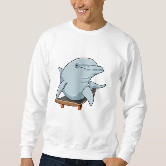 Dolphin als Skater mit Skateboard Sweatshirt (Vorderseite)